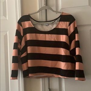 Pink and black striped crop top
